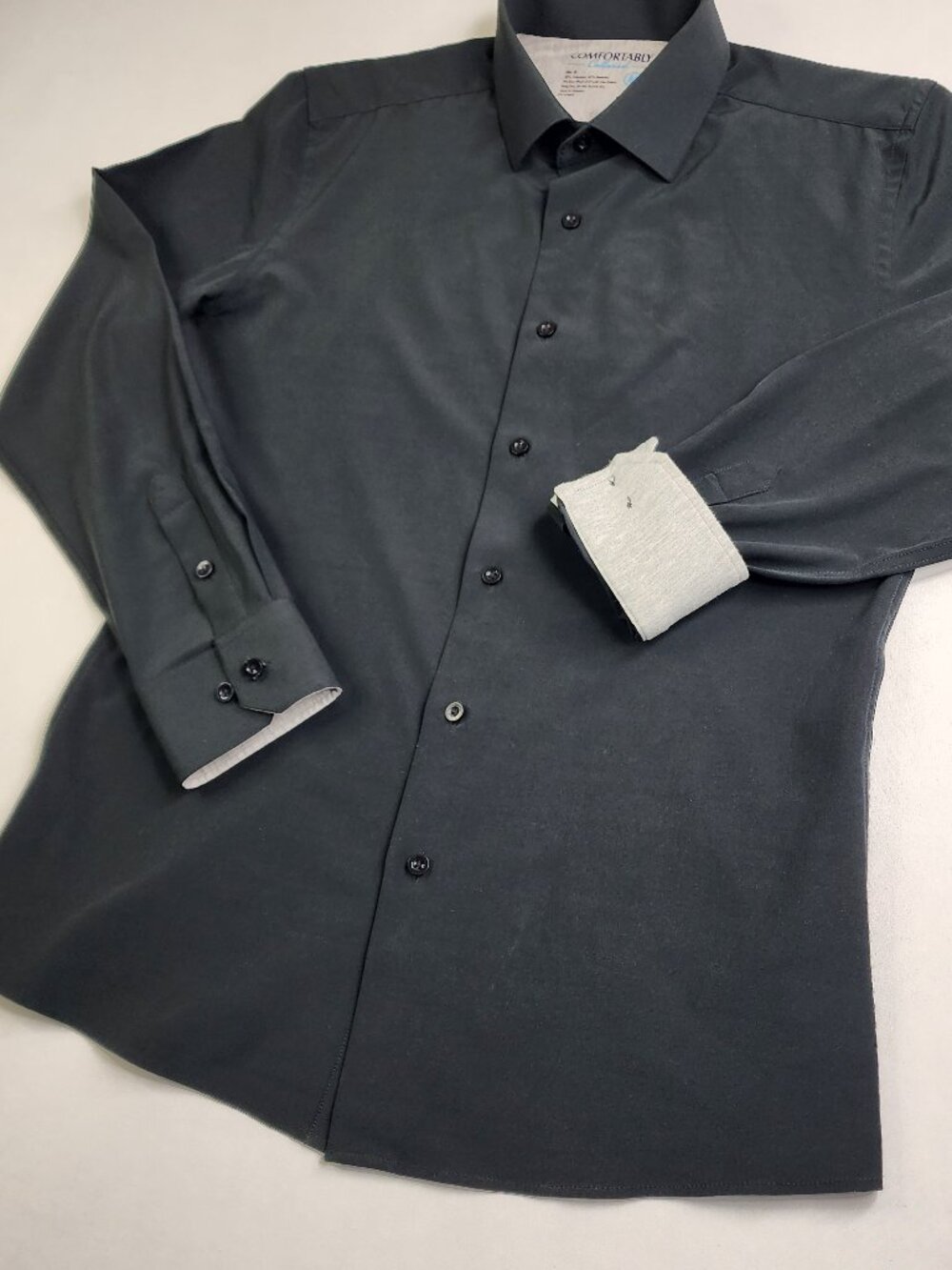 Comfortably Collared Men's Medium Black Stretch Long Sleeve Button Up Super Soft